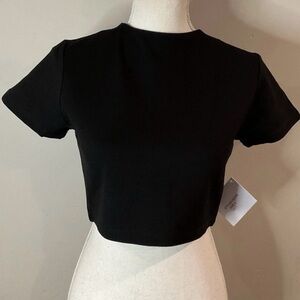 Stella Luce Women’s Black Crop Top Short Sleeve Size Large NWT